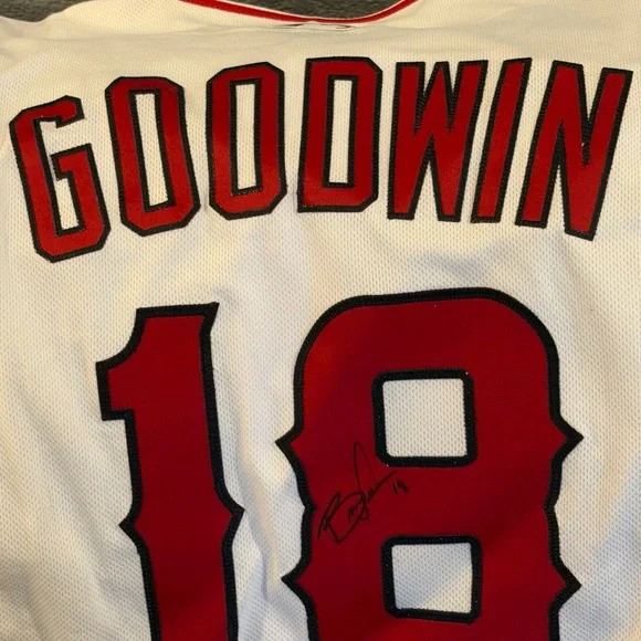 Nike White/Red Los Angeles Angels #18 Baseball Jersey